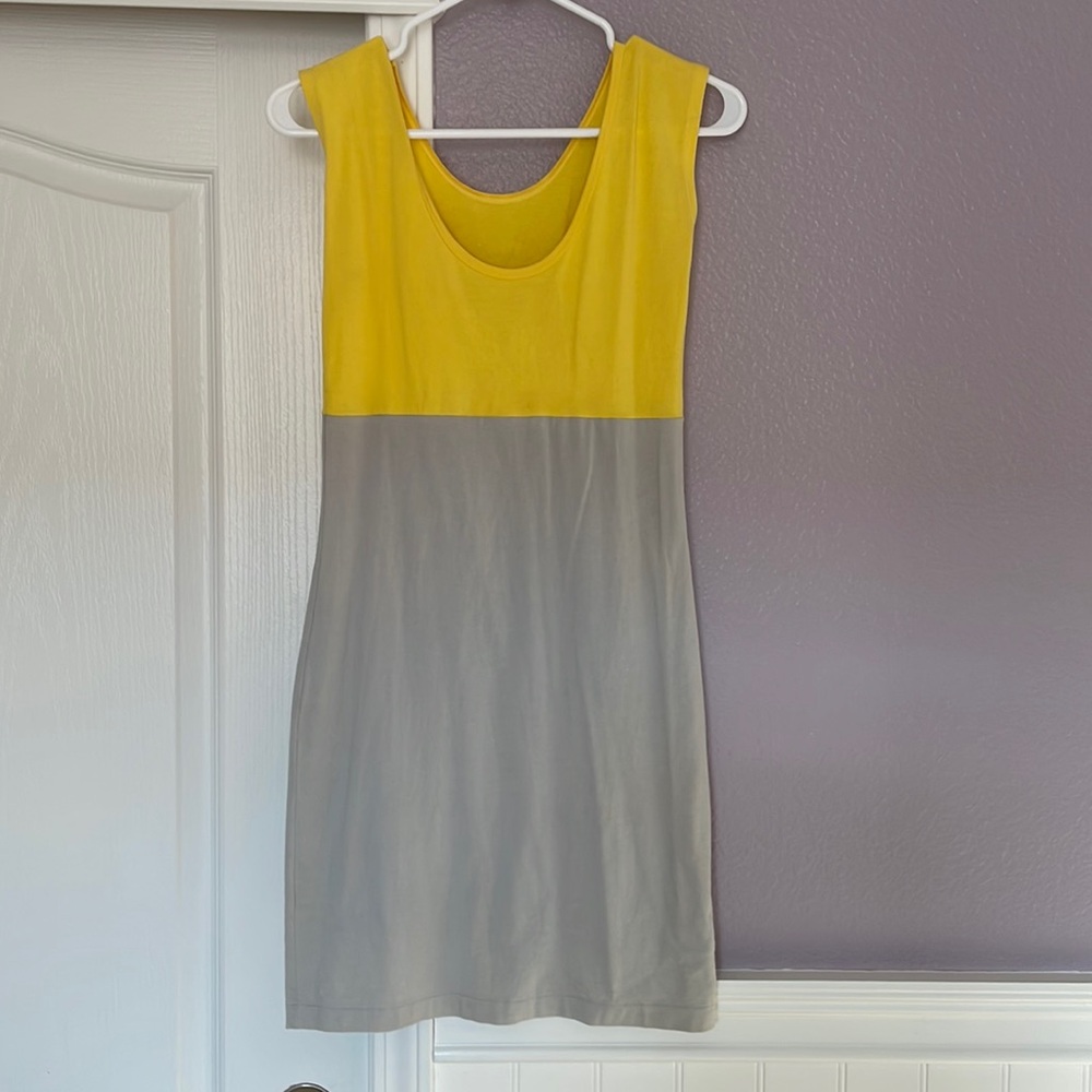 American Apparel Size Small Colorblock Yellow and Grey Dress